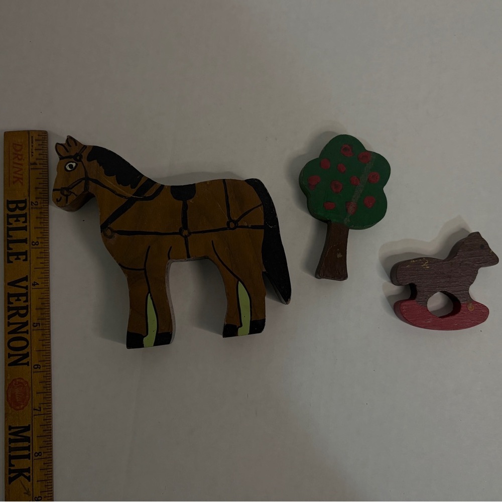 Wood Toys, Vintage Painted Horses and Tree